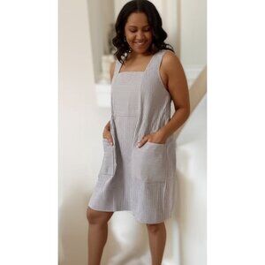 Mata Traders Dress Murphy Seersucker Striped Sleeveless With Pockets Womens XXL